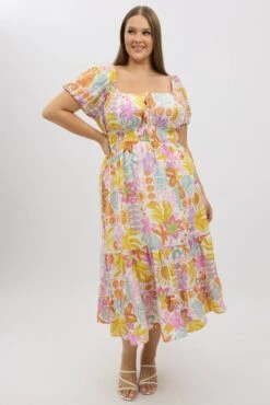 Multi Abstract Midi Dress Short Sleeve Tiered -You And All Fashion Store ced2498d 35rb abstract 3