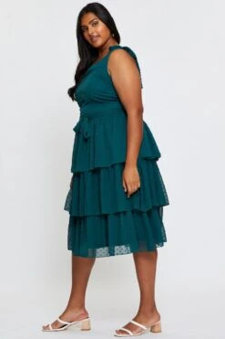 Green Midi Dress One Shoulder Sleeveless -You And All Fashion Store ced25187 33lb green 4 1