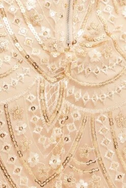 Gold Mini Dress Shoestring Strap Scalloped Hem Sequin -You And All Fashion Store ced2531 81ab gold 6