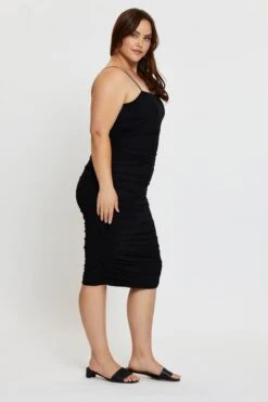 Black Bodycon Dress Square Neck Sleeveless Midi -You And All Fashion Store ced25311 35lb black 4 1