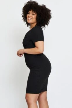 Black Mini Bodycon Dress Colla Short Sleeve Jersey -You And All Fashion Store ced25320 35lb black 4