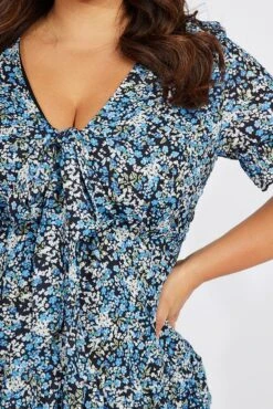 Black Ditsy Tie Front Frill Hem Dress -You And All Fashion Store ced25334a 33ab ditsy 6