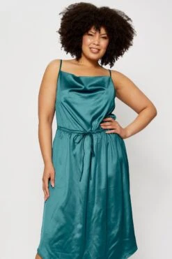 Black Midi Satin Dress Cowl Neck Sleeveless -You And All Fashion Store ced25345 33lb teal 2