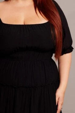 Black Mini Dress With Elastic Waist And Frill Skirt -You And All Fashion Store ced25366d 35ab black 6