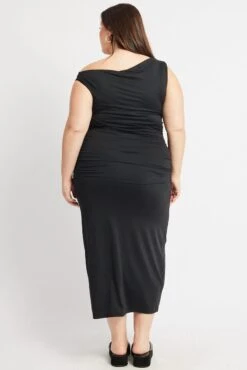 Black Asymmetric Supersoft Bodycon Maxidress -You And All Fashion Store ced3009 84a black 5