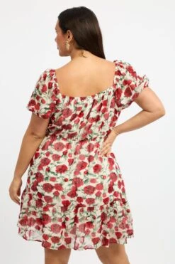 Red Floral Lace Trim Sweetheart Frill Minidress -You And All Fashion Store ced3034c 47a floral 4