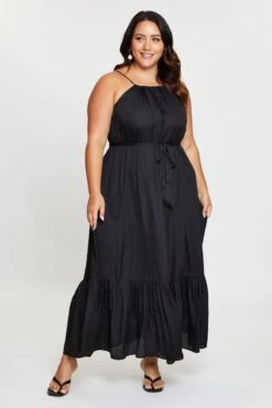 Black Maxi Dress Square Neck Sleeveless