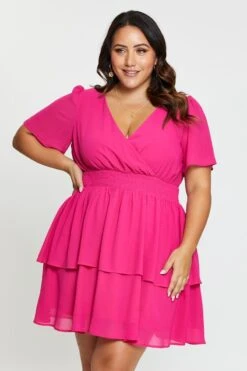 Blue Skater Dress V-neck Short Sleeve Tie -You And All Fashion Store ced31215a 36ab h pink 1 1