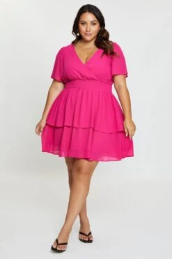 Blue Skater Dress V-neck Short Sleeve Tie -You And All Fashion Store ced31215a 36ab h pink 2 1
