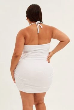 White Mini Dress Sleeveless Halter Keyhole Detail -You And All Fashion Store ced31474 84ab white 5