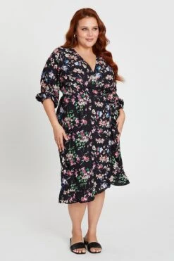 Floral Print Maxi Dress V-neck Long Sleeve -You And All Fashion Store ced31534 34ab floral prt 3 1