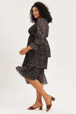 Geo Print One Sleeve Floral Midi Dress -You And All Fashion Store ced31537 33ab geo print 4