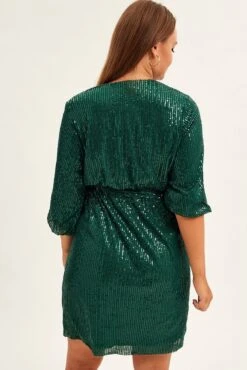 Green Metallic Sequin Mini Dress -You And All Fashion Store ced31641 34ab gold 5