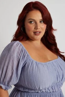 Blue Mini Dress Gather Waist Frill Hem -You And All Fashion Store ced31649c 33ab ice blue 3