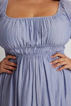 Blue Mini Dress Gather Waist Frill Hem -You And All Fashion Store ced31649c 33ab ice blue 6