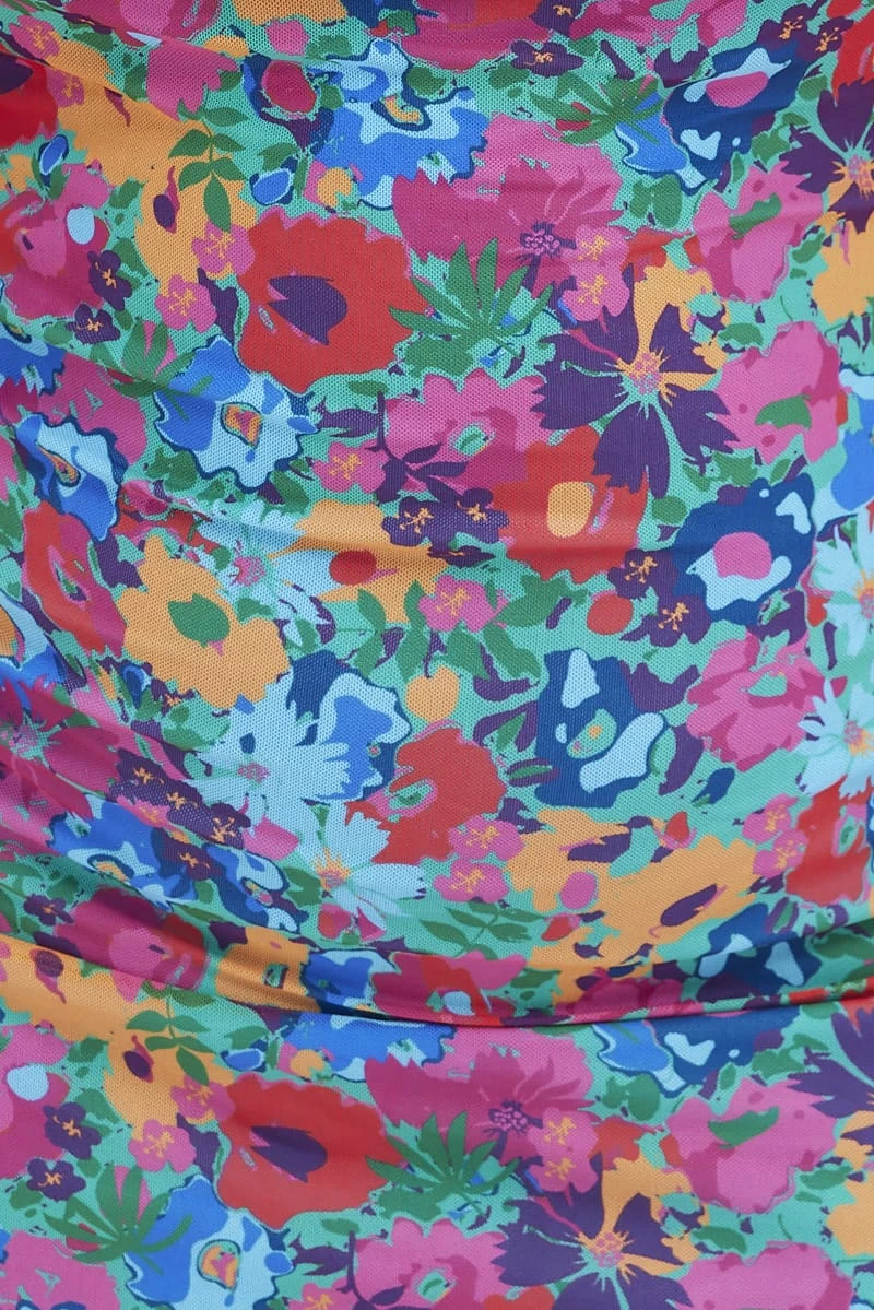 Multi Abstract Bodycon Dress Tie Back Strappy Swirl Mesh 6 Multi Abstract Bodycon Dress Tie Back Strappy Swirl Mesh - Image 6