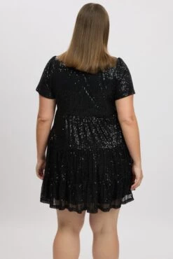 Black Sequin Tiered Swing Dress -You And All Fashion Store ced31735d 10ab black 5
