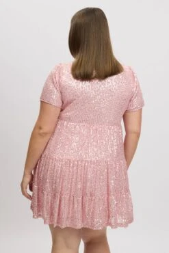 Pink Sequin Tiered Swing Dress -You And All Fashion Store ced31735d 10ab blush 5