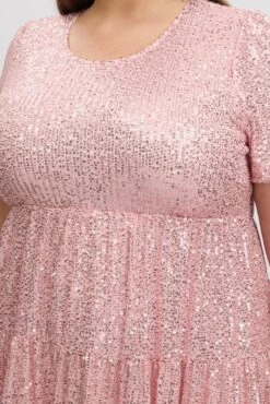 Pink Sequin Tiered Swing Dress -You And All Fashion Store ced31735d 10ab blush 6