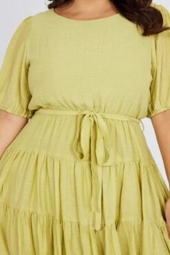 Green Skater Dress Short Puff Sleeve Textured -You And All Fashion Store ced31763 10ab mint 6