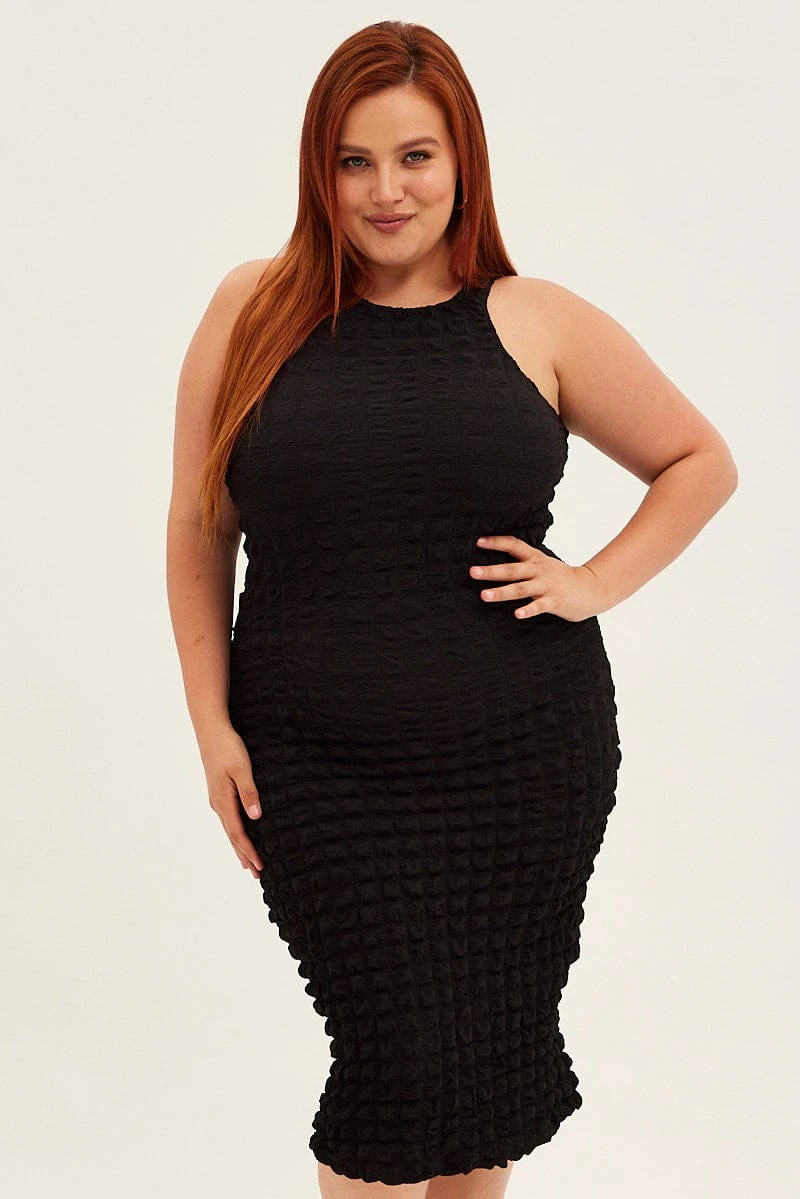 Black Knee Dress Stretch Bubble Texture 1 Black Knee Dress Stretch Bubble Texture