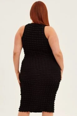 Black Knee Dress Stretch Bubble Texture 10 Black Knee Dress Stretch Bubble Texture -You And All Fashion Store ced31932 35a black 5