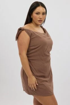 Brown Tie Shoulder Minidress 9 Brown Tie Shoulder Minidress -You And All Fashion Store ced3195 35ab chocolate 4