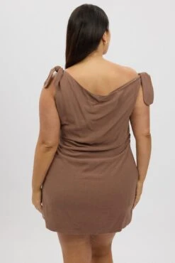 Brown Tie Shoulder Minidress 10 Brown Tie Shoulder Minidress -You And All Fashion Store ced3195 35ab chocolate 5