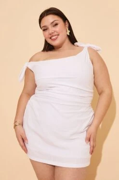 White Tie Shoulder Minidress