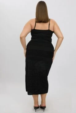 Black Textured Frill Scoop Neck Bodycon Maxidress -You And All Fashion Store ced3211 84ab black 5