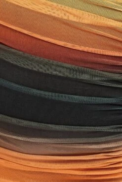 Multi Abstract Bodycon Dress Mesh Ruched Sunset Print Strappy -You And All Fashion Store ced32168 36a abstract 6