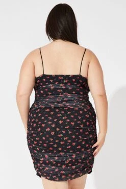 Red Ditsy Mesh Ruched Dress 10 Red Ditsy Mesh Ruched Dress -You And All Fashion Store ced32196 34ab ditsy 5