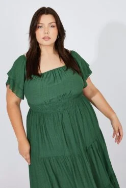 Green Off Shoulder Layer Midi Dress 8 Green Off Shoulder Layer Midi Dress -You And All Fashion Store ced32223a 33a forest 3