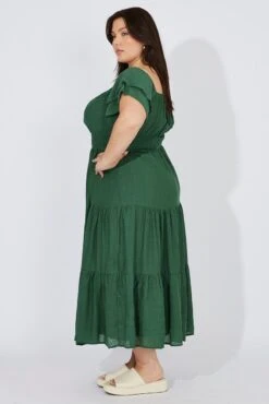 Green Off Shoulder Layer Midi Dress 9 Green Off Shoulder Layer Midi Dress -You And All Fashion Store ced32223a 33a forest 4
