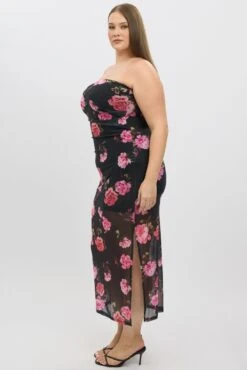 Black Floral Mesh Strapless Bodycon Dress -You And All Fashion Store ced32228a 84ab floral 4