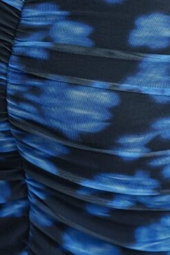 Blue Floral Mesh Ruched Midi Dress -You And All Fashion Store ced32346 84ab floral 6