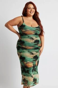 Multi Abstract Scoop Neck Mesh Maxidress -You And All Fashion Store ced32369 84ab abstract 3