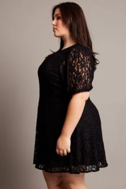 Black Lace Puff Sleeve Mini Dress -You And All Fashion Store ced32399a 10ab black 4