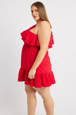 Red Frill One Shoulder Minidress -You And All Fashion Store ced32448 10ab red 4