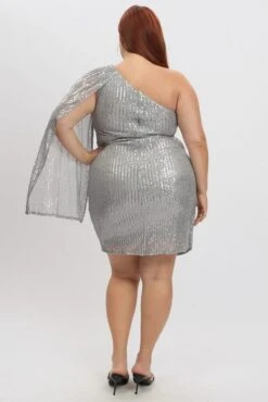 Metallic Draped Sequin One Shoulder Minidress 10 Metallic Draped Sequin One Shoulder Minidress -You And All Fashion Store ced32456 35ab metallic 5