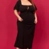 Black Sweetheart Neck Bias Maxi Dress