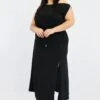 Black Asymmetric Off Shoulder Tie Belt Jersey Dress