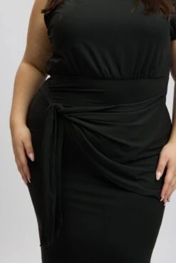 Black Tie Front Asymmetric Off Shoulder Dress -You And All Fashion Store ced32495 47a black 6