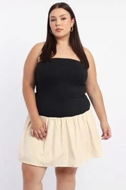 Black Strapless Two Tone Mini Dress