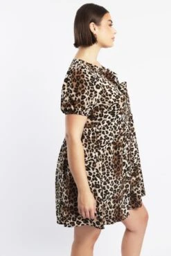Brown Animal Print Contrast Bow Leopard Minidress -You And All Fashion Store ced32617 122a animal pri 3