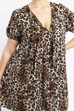 Brown Animal Print Contrast Bow Leopard Minidress -You And All Fashion Store ced32617 122a animal pri 5