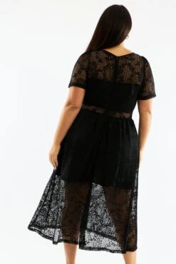 Black Midi Dress Short Sleeve Lace -You And All Fashion Store ced3455 115r black 5