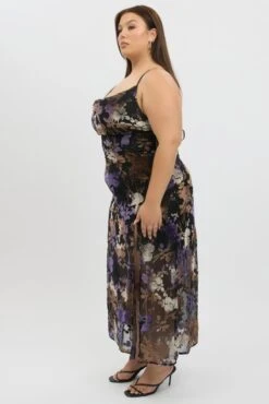 Purple Floral Maxi Dress Sleeveless Cowl Neck -You And All Fashion Store ced3484 127r floral 4