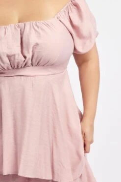 Pink Layered Maxi Dress Short Sleeve -You And All Fashion Store ced3536 127r pink 6