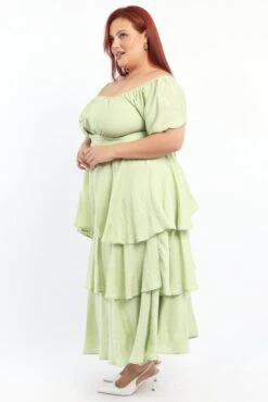 Green Layered Maxi Dress Short Sleeve -You And All Fashion Store ced3536 127rb sage 3